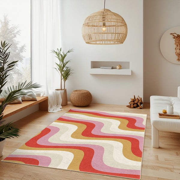 Covor tip traversă galben-roz lavabil 80x200 cm Creamy Raspberry Swirl – Mila Home-image-2