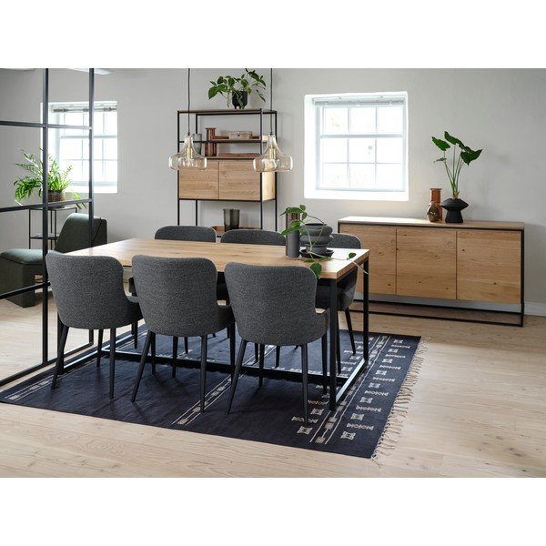 Masă de dining în culoare naturală cu blat cu aspect de lemn de stejar 90x180 cm Rivoli – Unique Furniture-image-2