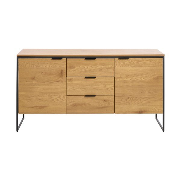 Comodă în culoare naturală cu aspect de lemn de stejar 155x81x45 cm Cesura – Unique Furniture