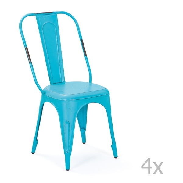 Set 4 scaune metalice Interlink Aix, turcoaz