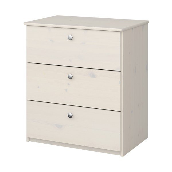 Comodă de copii albă joasă din lemn masiv de pin 64x72 cm Memphis - Tvilum-image-1