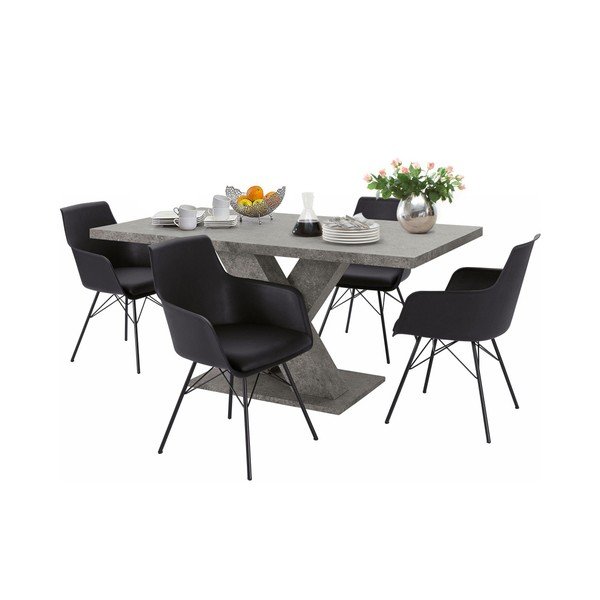 Set masă cu 4 scaune Støraa Albert, negru-image-1
