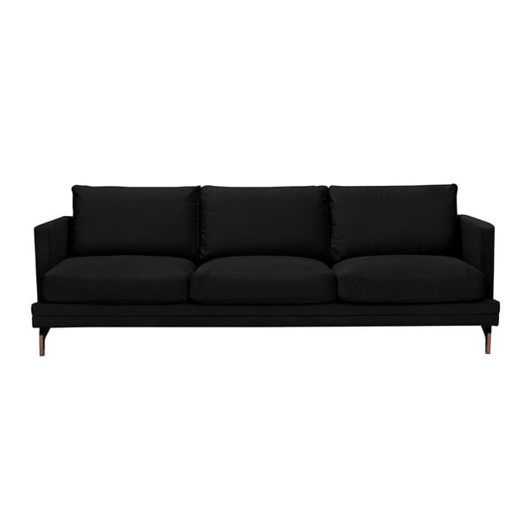 Canapea cu 3 locuri și picioare metalice aurii Windsor & Co Sofas Jupiter, negru