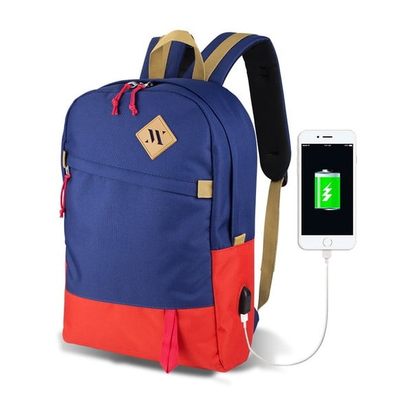 Rucsac cu port USB My Valice FREEDOM Smart Bag, roșu-albastru