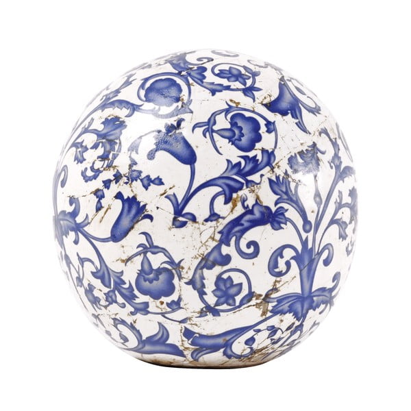 Decorațiune din ceramică Esschert Design, ⌀ 12 cm, alb-albastru
