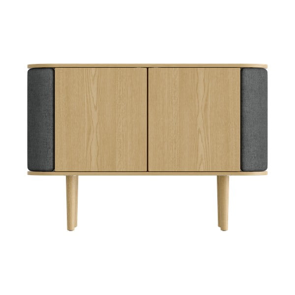 Comodă gri antracit/în culoare naturală joasă cu aspect de lemn de stejar 109x75 cm Treasures – UMAGE-image-3