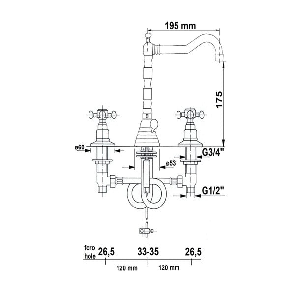 Baterie argintiu-lucios pentru chiuvetă Antea – Sapho-image-1