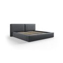 Pat matrimonial gri închis tapițat cu spațiu de depozitare și somieră  180x200 cm Arendal – Cosmopolitan Design