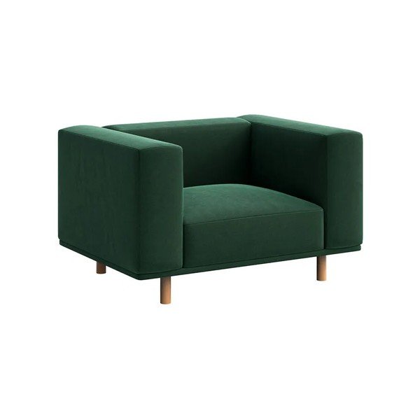 Fotoliu de relaxare verde închis cu tapițerie din catifea Kukumo – Ame Yens