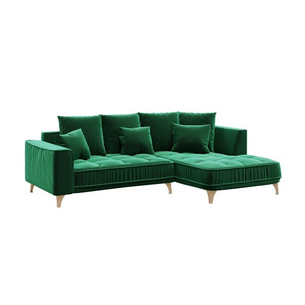 Colțar din catifea devichy Chloe, șezlong dreapta, 256 cm, verde închis-image-2