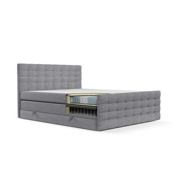 Pat boxspring gri cu spațiu de depozitare 160x200 cm Blend – Maison de Rêve-image-2
