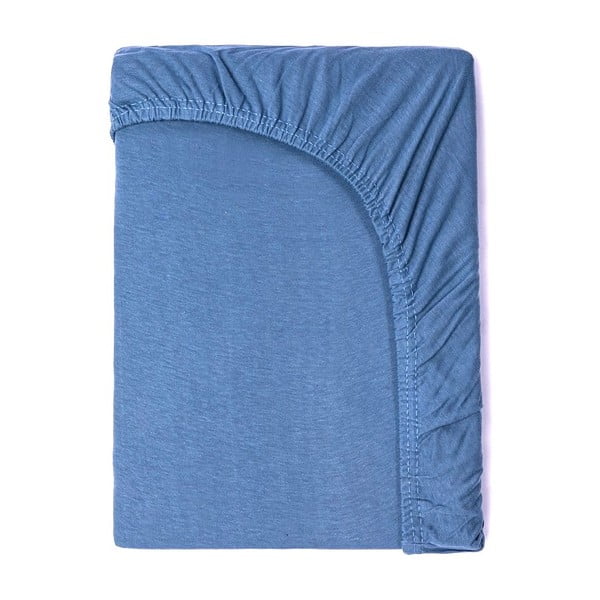 Cearșaf elastic din bumbac pentru copii Good Morning, 60 x 120 cm, albastru