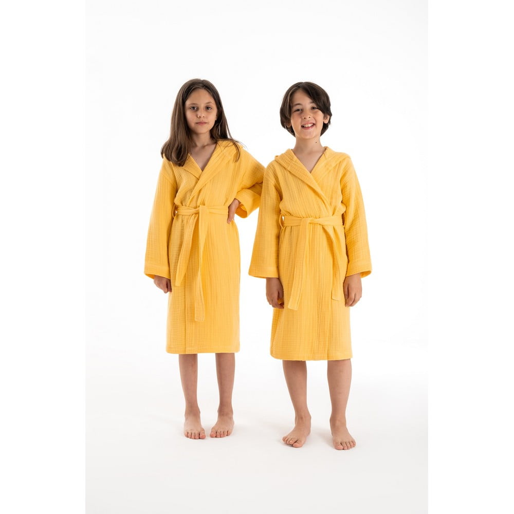 Halat pentru copii galben pentru 11-12 ani din muselină Muslin – Foutastic