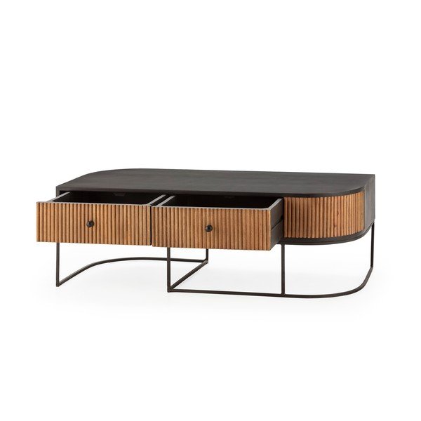 Măsuță de cafea în culoare naturală din lemn de mango 60x120 cm Curve – MOME-image-4