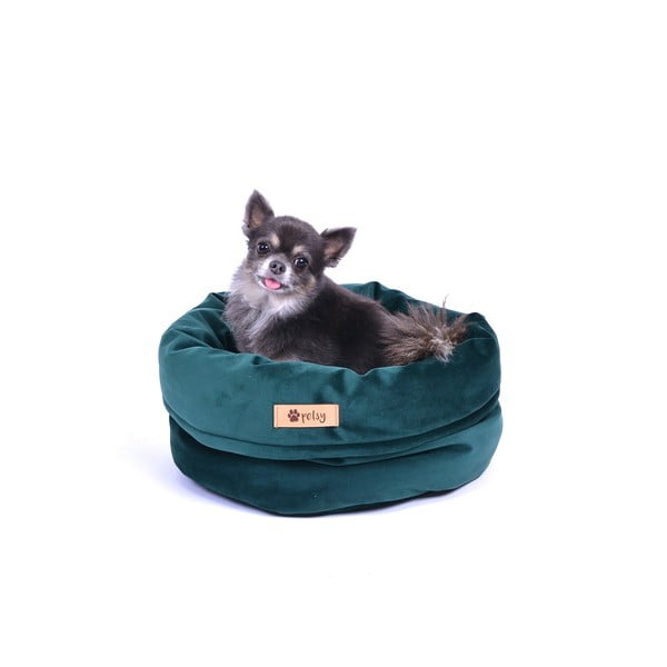 Pătuț pentru animale de companie, din catifea, verde închis ø 40 cm Basket Royal - Petsy-image-4