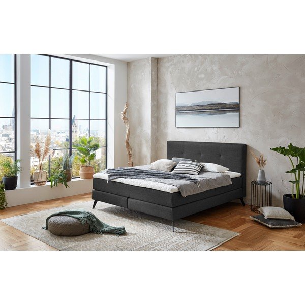 Pat boxspring gri antracit 160x200 cm ANCONA – Meise Möbel-image-1