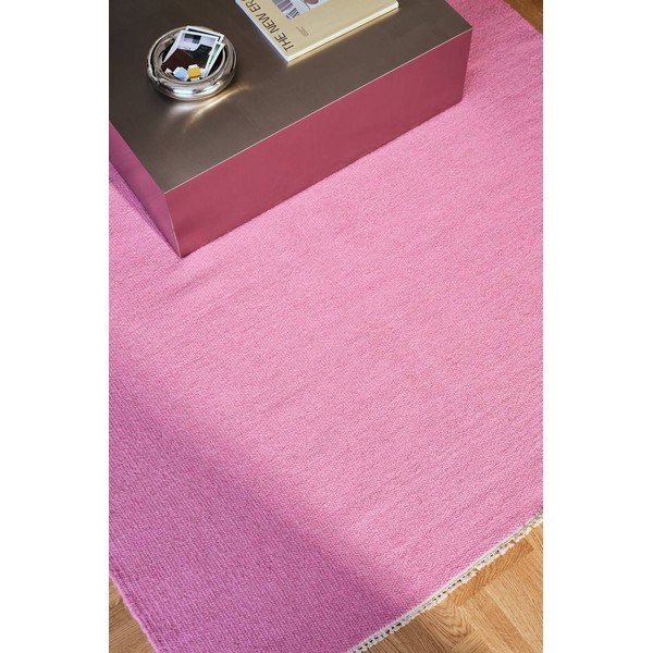 Covor tip traversă roz țesut manual din amestesc de lână 70x200 cm Row – Jotex-image-1