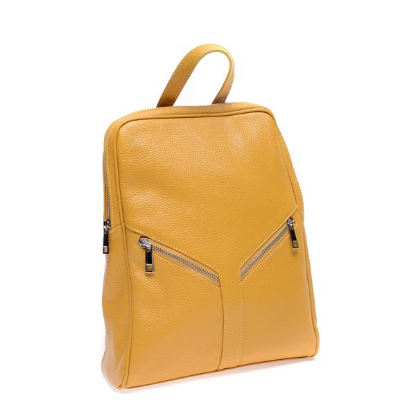 Rucsac din piele Roberta M Linda, galben-image-1