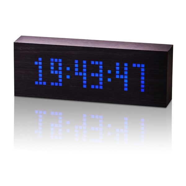 Ceas deșteptător cu LED Gingko Message Click Clock, negru - albastru