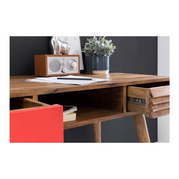 Birou din lemn masiv de palisandru Skyport REPA, sertar roșu-image-3