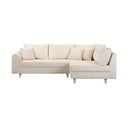 Colțar crem cu tapițerie din catifea reiată  (cu colț pe partea dreaptă) Ariella – Ropez