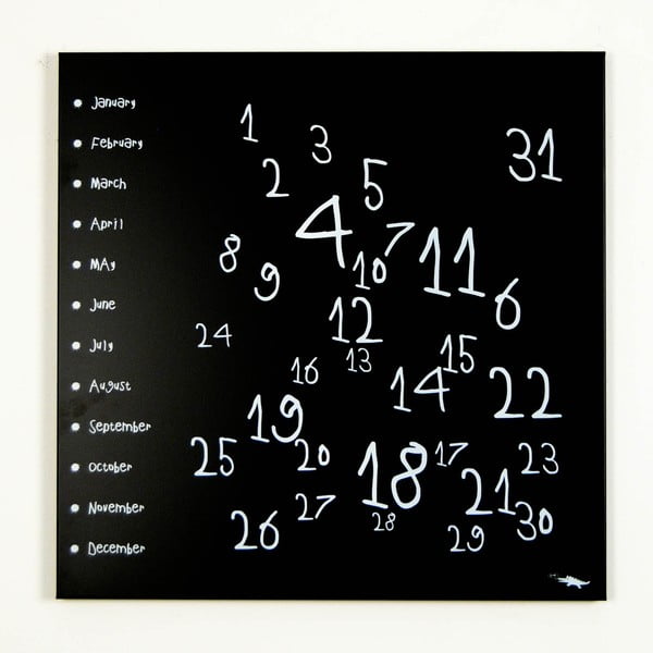  Calendar tablă magnetică, dESIGNoBJECT.it Krok Black, 50 x 50 cm 