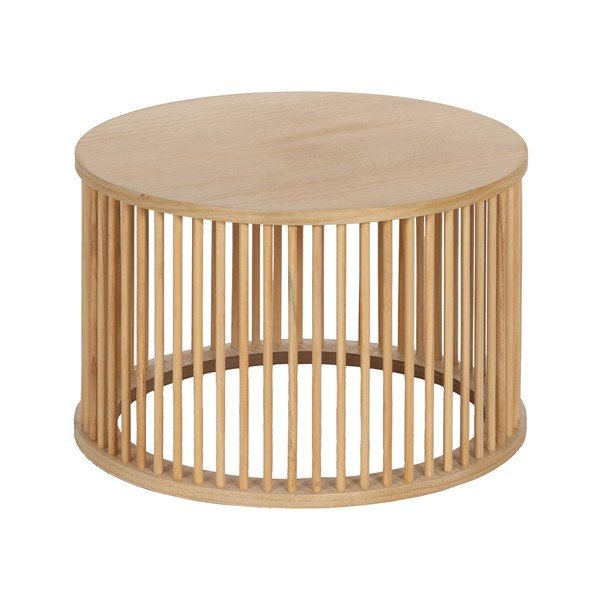Măsuță de cafea în culoare naturală rotundă cu aspect de lemn de pin ø 60 cm Stick – Ixia