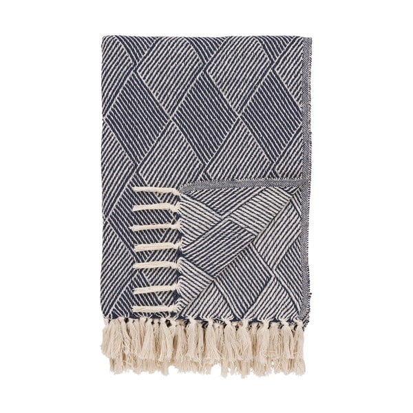 Pătură albastră din bumbac reciclat 130x180 cm Izmir – House Nordic