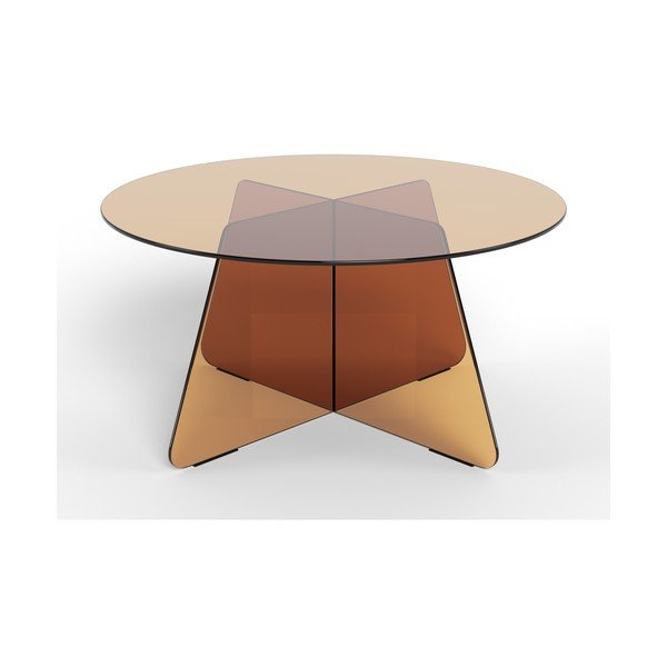 Măsuță de cafea maro rotundă din sticlă ø 80 cm Samos – Actona-image-2