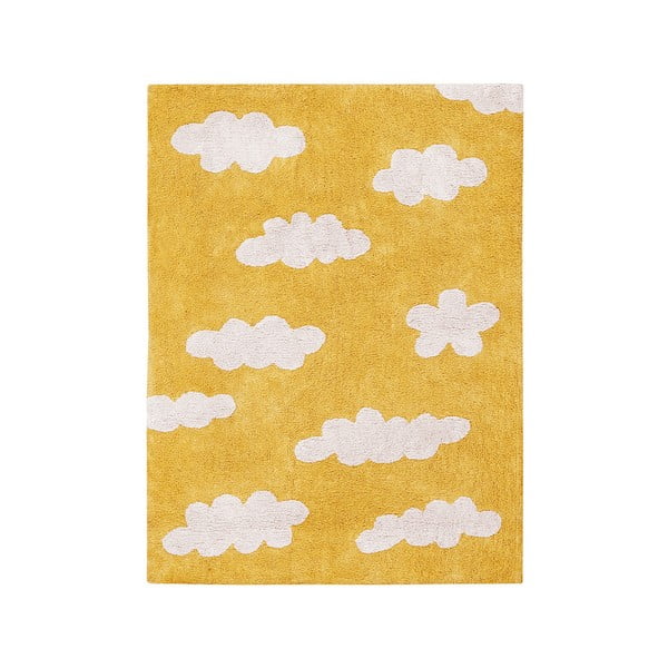 Covor pentru copii galben muștar lavabil/țesut manual din bumbac 120x160 cm Clouds Mustard – Lorena Canals