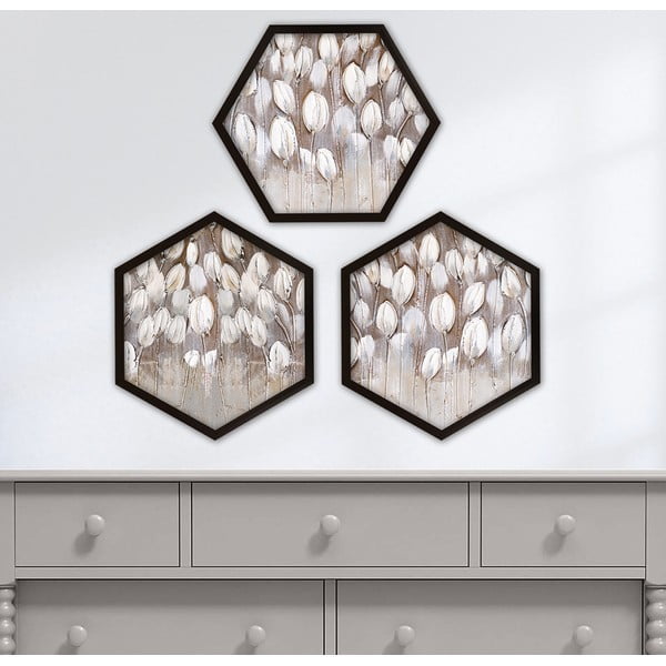 Tablouri 3 buc. 35x35 cm Pentagons – Wallity-image-1