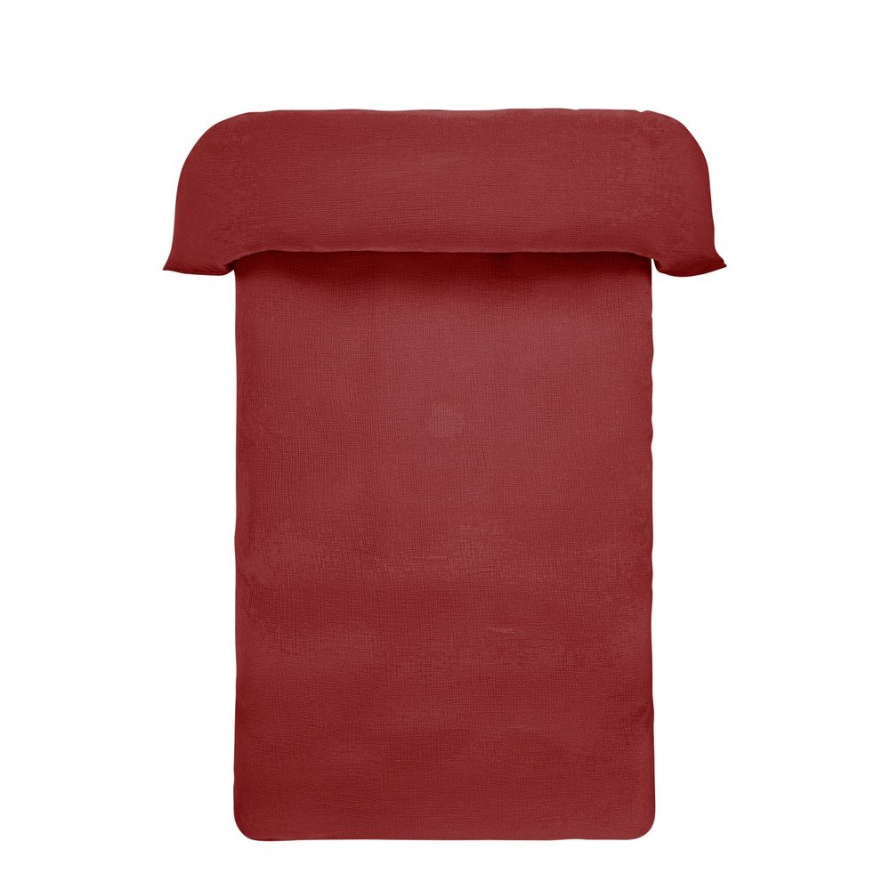 Lenjerie de pat burgundy din muselină pentru pat de o persoană 140x200 cm Amilia – Jotex