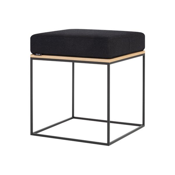 Scaun tip taburet negru tapițat Feo – noo.ma