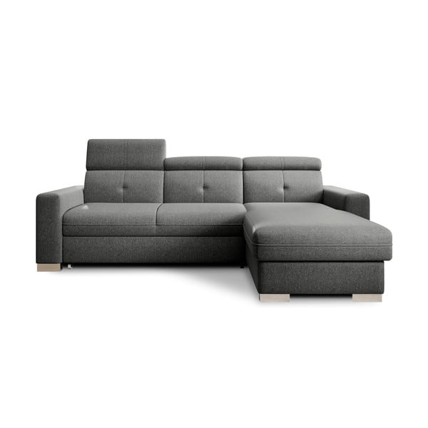 Colțar gri extensibil/cu spațiu de depozitare (cu colț pe partea dreaptă/cu șezlong) Fresia – ELTAP