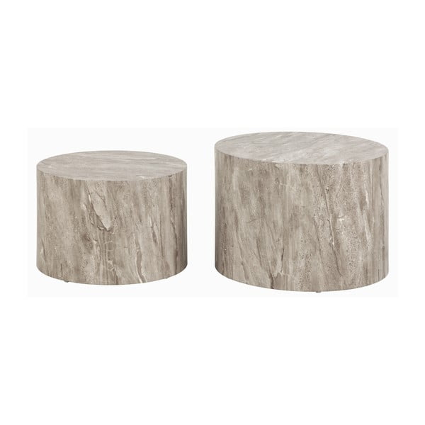 Măsuțe de cafea gri 2 buc. rotunde cu aspect de piatră ø 58 cm Dice – Actona-image-4