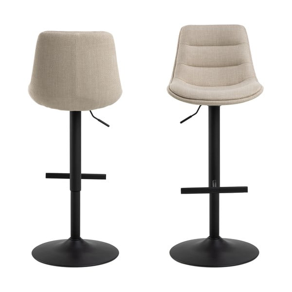 Scaun de bar negru/bej cu înălțime ajustabilă (înălțime șezut 65 cm) Adisa – Actona-image-2