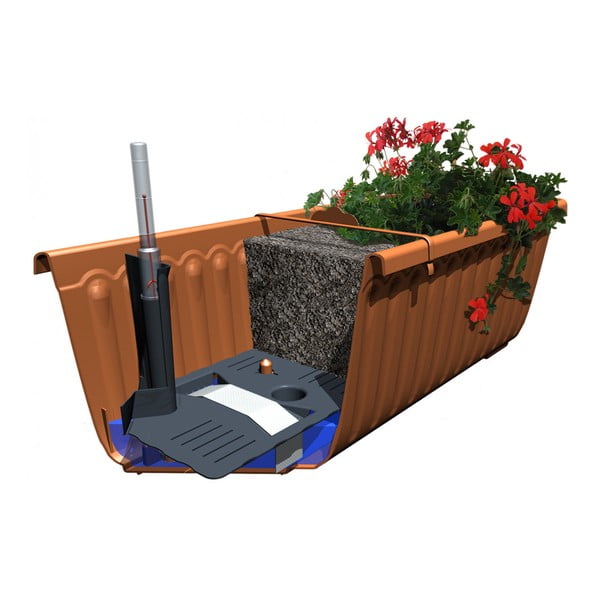 Ghiveci cu auto-udare Plastia Siesta, lungime 80 cm, gri antracit-image-2