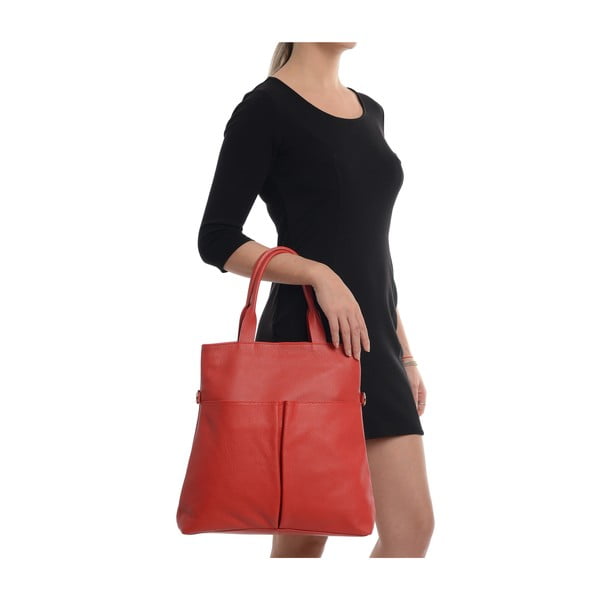 Geantă de mână tote din piele Roberta M, roșu-image-4