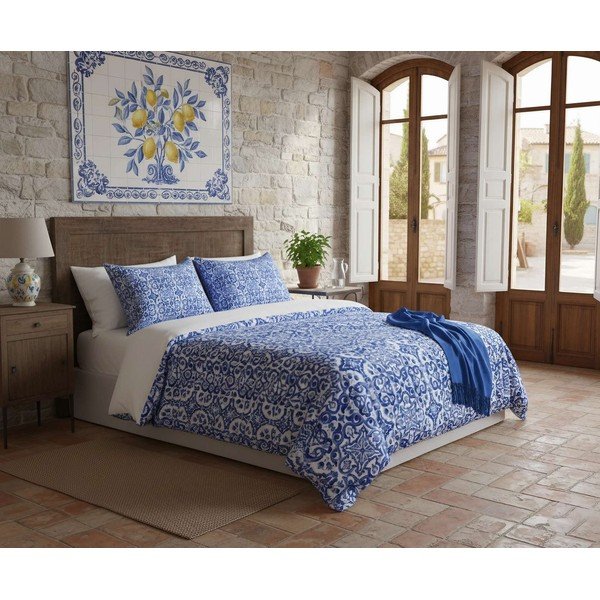 Lenjerie de pat albastru-închis pentru pat de o persoană 200x140 cm Linza – Mijolnir-image-1