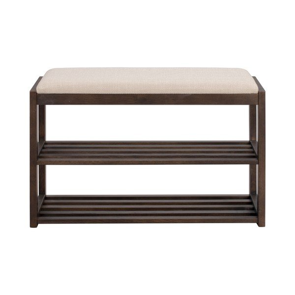 Pantofar în culoare naturală închisă cu bancă din lemn de stejar 80x52x30 cm Confetti – Rowico-image-3
