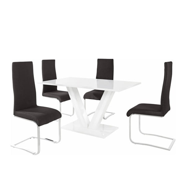 Set masă cu 4 scaune Støraa Aaron, negru