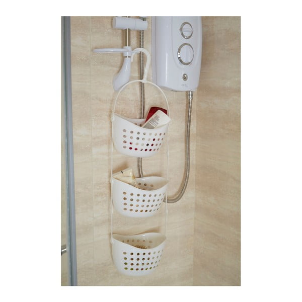 Organizator pentru duș Premier Housewares Shower Caddy, 3 compartimente, alb-image-1