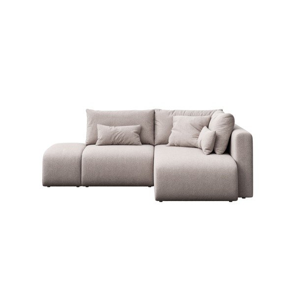 Colțar gri deschis extensibil, cu spațiu de depozitare (cu colț pe partea dreaptă/cu șezlong) Lumine – Ghado