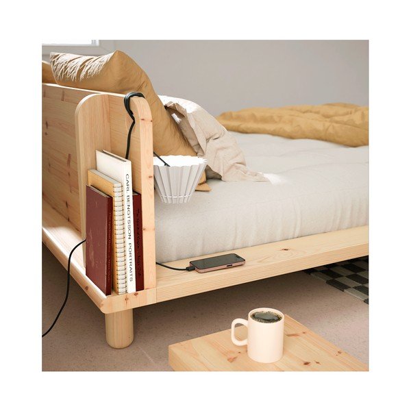 Pat matrimonial  din lemn masiv de pin cu somieră 180x200 cm Peek – Karup Design-image-4