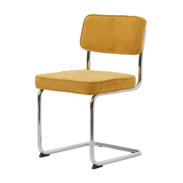 Scaun de dining galben din catifea reiată Rupert – Unique Furniture