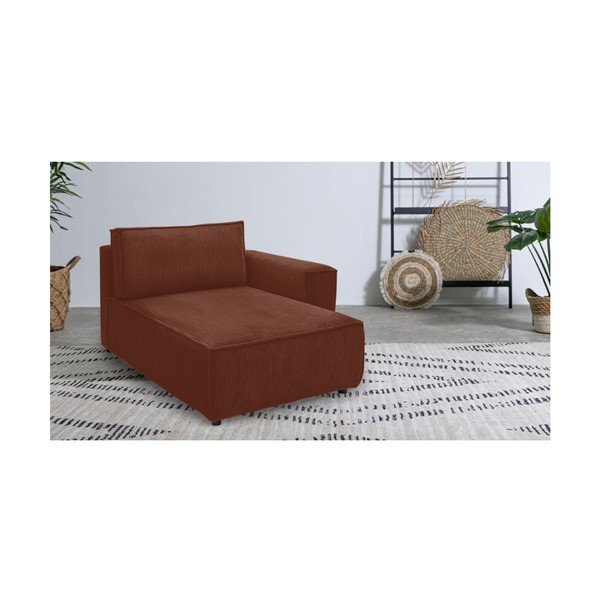 Modul pentru canapea cărămiziu cu tapițerie din catifea reiată  (cu colț pe partea dreaptă) Nihad modular – Bobochic Paris-image-1