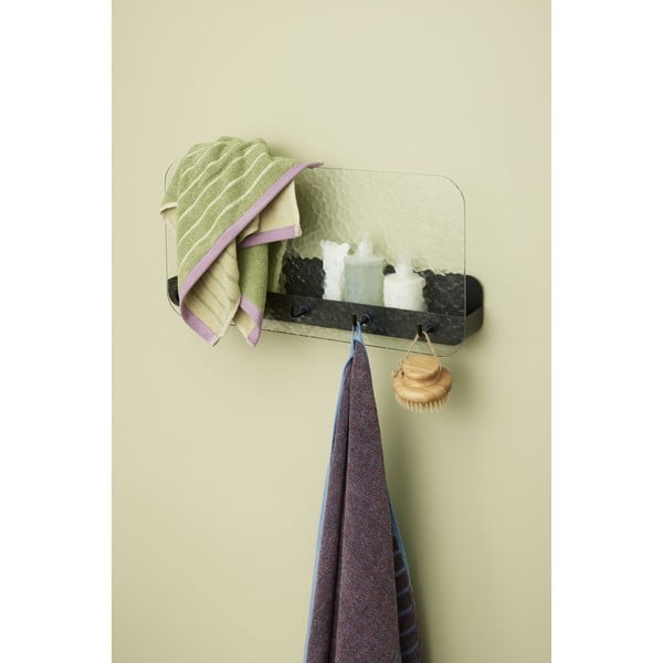 Cuier de perete metalic negru cu raft Shack - Hübsch-image-1