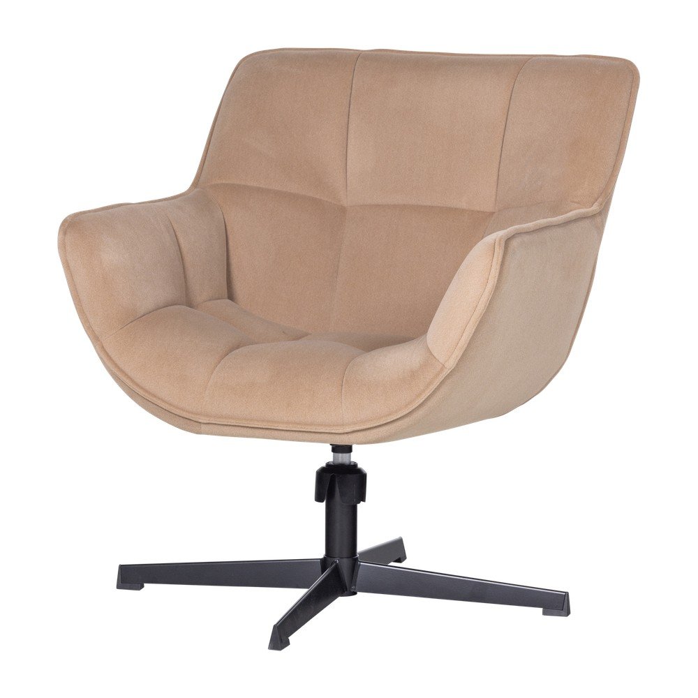 Fotoliu bej pivotant cu tapiÈu009Berie din catifea Wibo âu0080WOOOD