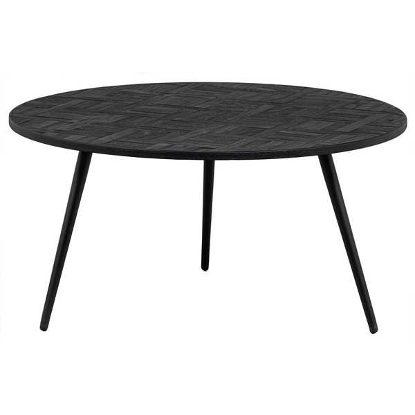 Măsuță de cafea neagră rotundă lemn de tec ø 74 cm Leo – WOOOD-image-2