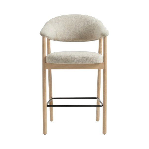 Scaun de bar crem/în culoare naturală cu cotiere tapițat (înălțime șezut 67 cm) Elk – Unique Furniture-image-1